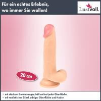 Vorschau: LUSTVOLL Dildo mit Saugnapf 20 cm, hautfarben, weiche und flexible Beschaffenheit, wasserfest