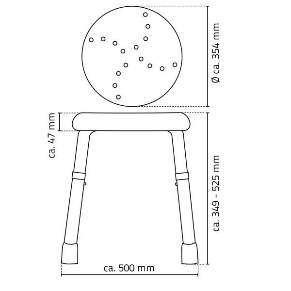 RIDDER Bad-Hocker Go höhenverstellbar in 8 Stufen mit rutschhemmenden Fußstopfen und Sitzfläche
