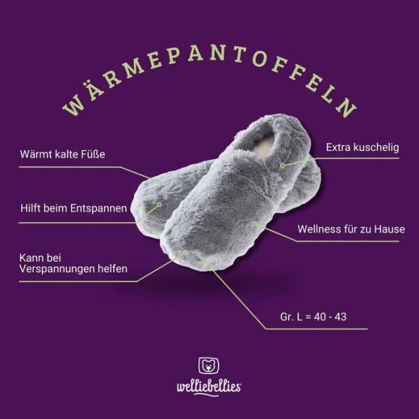 COSELLE Wärmepantoffel mit Bio-Hirse Füllung, spendet bis zu 90 min Wärme, versch. Größen