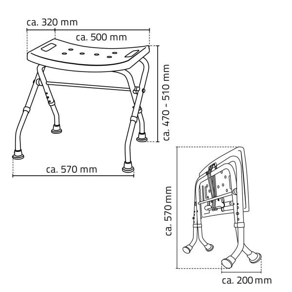 RIDDER Bad-Hocker Sam klapp- und höhenverstellbar, rutschhemmende Sitzfläche