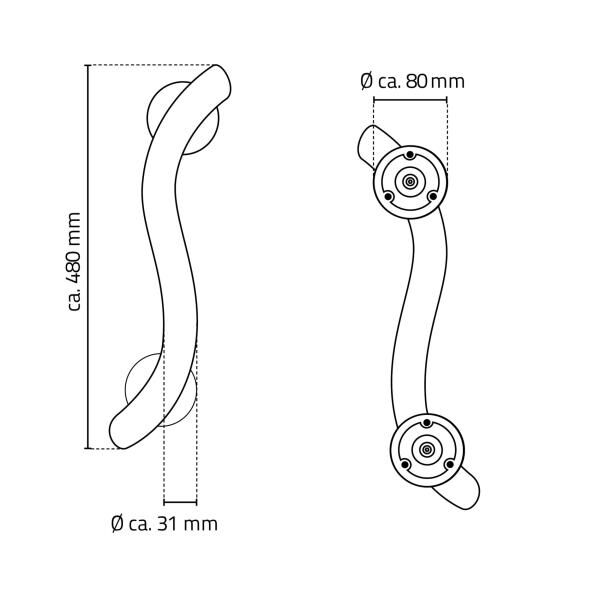 RIDDER Bad Haltegriff Art M geschwungen aus Edelstahl, Gesamtlänge: ca. 48 cm