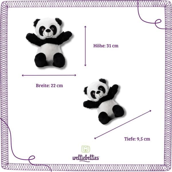 welliebellies® "Panda groß" Wärmekuscheltier mit Bio-Hirse-Füllung, spendet bis zu 90 min Wärme