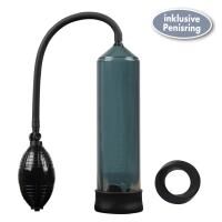 LUSTVOLL Penispumpe klassisch schwarz für eine verzögerte Ejakulation inkl. Penisring