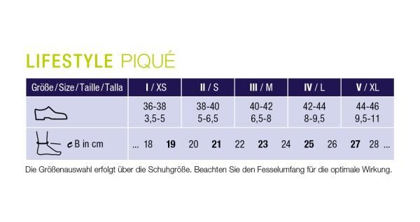 Compressana Kompressionskniestrumpf LIFESTYLE PIQUÉ 30, mittlere Kompression im modernen Look