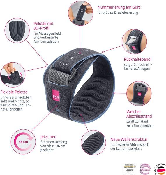 medi Epibrace Epicondylitisspange unisex für Tennis- und Golferarm, individuell einstellbar