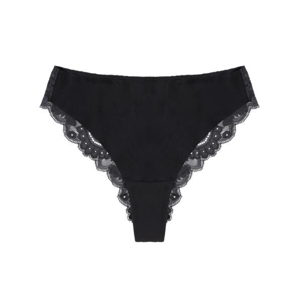 dais Periodenunterwäsche Brazilian Daily mit Spitze u. Einlage, für leichte Tage, 3er Bundle Schwarz