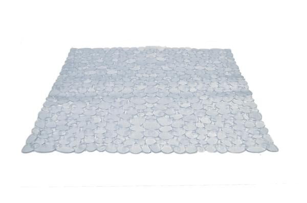 RIDDER Duscheinlage Stone aus 100% PVC in Transparent - 54 x 54 cm mit Saugnäpfen