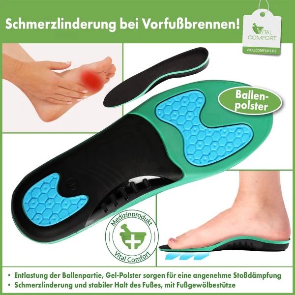 Vital Comfort Einlegesohlen gegen Vorfußbrennen mit Gelpads, 1 Paar