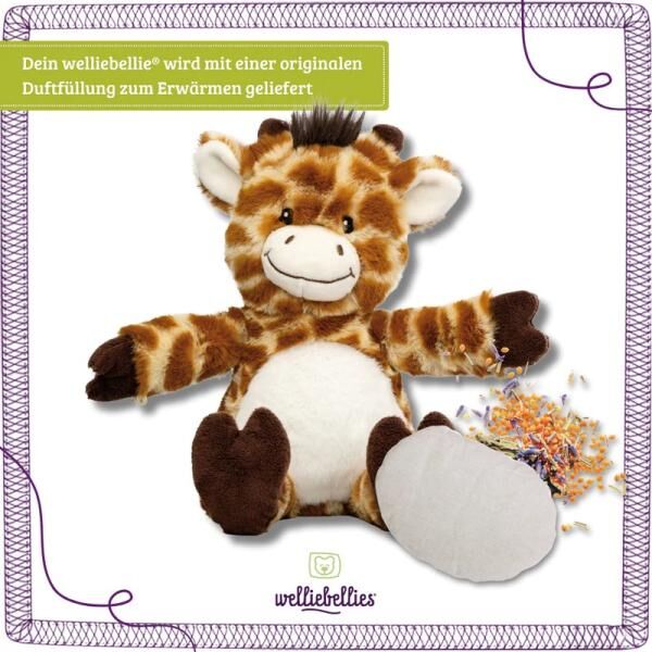 welliebellies® "Giraffe groß" Wärmekuscheltier mit Bio-Hirse-Füllung, spendet bis zu 90 min Wärme