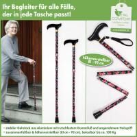 Vorschau: Vital Comfort faltbarer Aluminium Reisestock, Spazierstock höhenverstellbar 81 cm - 92 cm