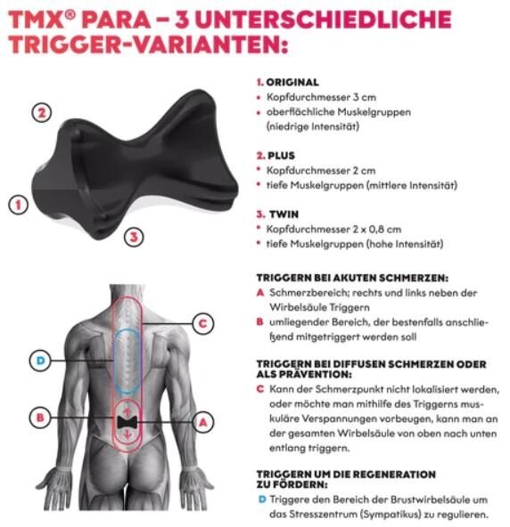 TMX® PARA Rücken-Trigger 3in1 für Wirbelsäule, Schultern und Nacken löst effektiv Verspannungen