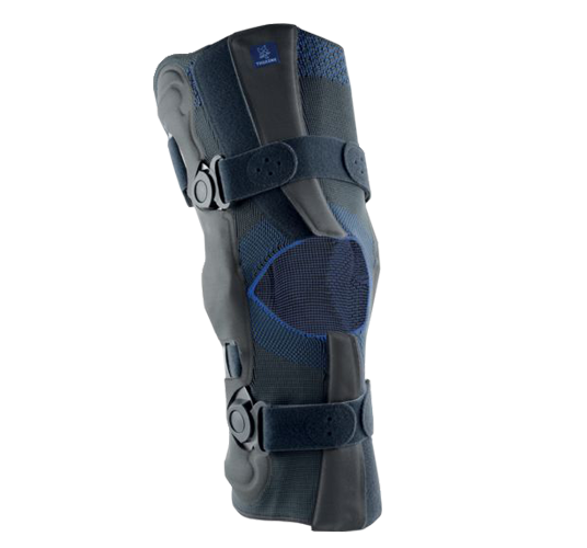 THUASNE Genu Ligaflex Knieorthese Grau mit Gelenkschienen und Extensionsbegrenzung