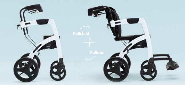 SALJOL Rollz Motion 2in1 Rollator o. Schieberollstuhl mit Trommelbremsen u. Ankipphilfe, faltbar