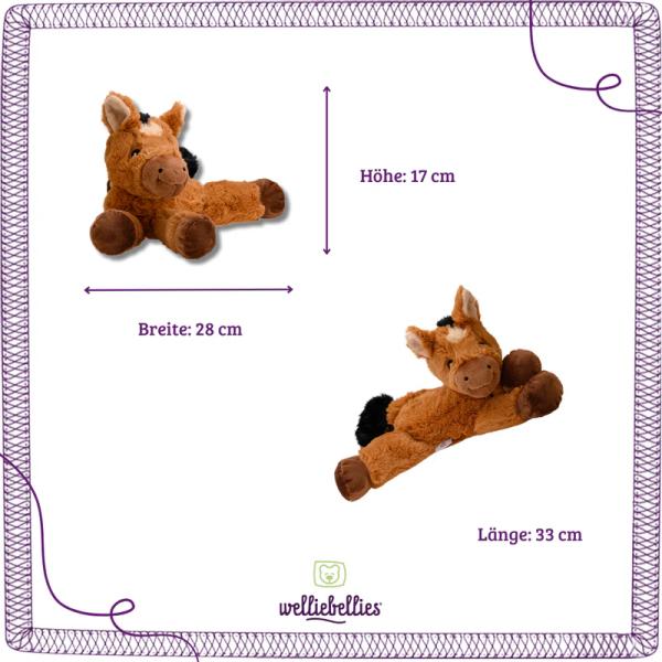 welliebellies® "Pferd groß" Wärmekuscheltier mit Bio-Hirse-Füllung, spendet bis zu 90 min Wärme