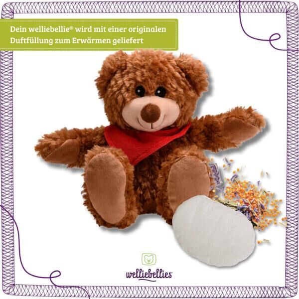 welliebellies® "Bär groß" Wärmekuscheltier mit Bio-Hirse-Füllung, spendet bis zu 90 min Wärme