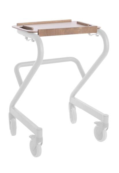 SALJOL Wohnraumrollator Tablett Echtholz, dunkel, 20 kg Tragfähigkeit