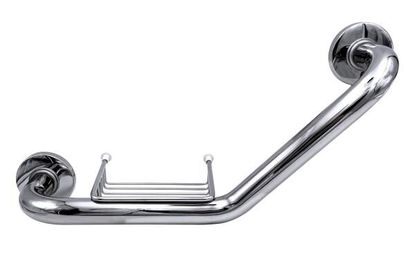 RIDDER Bad Winkel-Haltegriff Sam M mit ergonomisch geformter Grifffläche inkl. Ablagekorb