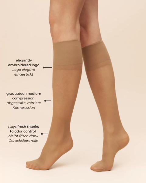 AYMA Aviator Kompressionskniestrümpfe Brazil mit Massageeffekt und Zehenverstärkung