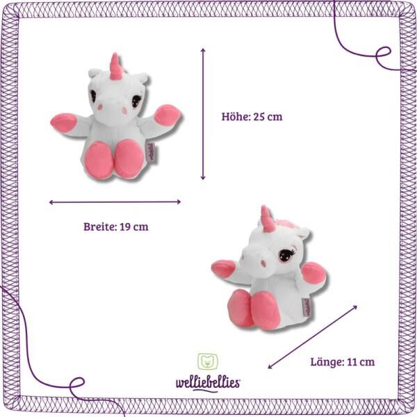 welliebellies® "Einhorn midi" Wärmekuscheltier mit Bio-Hirse-Füllung, spendet bis zu 90 min Wärme