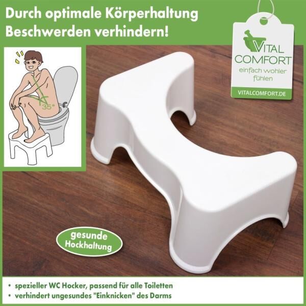 Vital Comfort WC und Intimpflege-Hocker 41,5 x 26 x 17 cm passend für alle Toiletten
