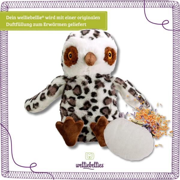 welliebellies® "Eule groß" Wärmekuscheltier mit Bio-Hirse-Füllung, spendet bis zu 90 min Wärme