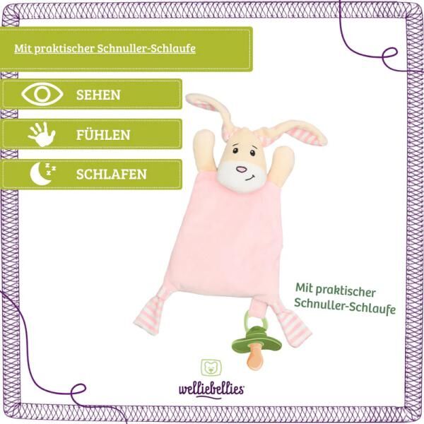welliebellies® "Schmusetuch Hase" Wärmekuscheltier mit Bio-Hirse-Füllung, bis zu 90 min Wärme