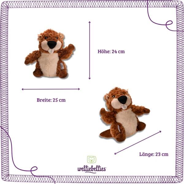 welliebellies® "Biber groß" Wärmekuscheltier mit Bio-Hirse-Füllung, spendet bis zu 90 min Wärme