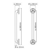 Vorschau: RIDDER Bad Haltegriff Sam L 60 cm mit ergonomisch geformter Grifffläche, TÜV geprüft