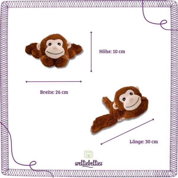welliebellies® "Affe groß" Wärmekuscheltier mit Bio-Hirse-Füllung, spendet bis zu 90 min Wärme