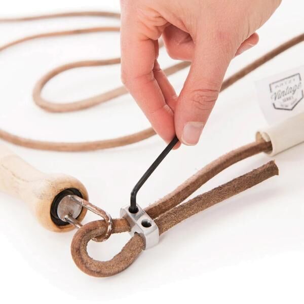 ARTZT Vintage Series Springseil aus Echtleder mit Holzgriffen, längenverstellbar