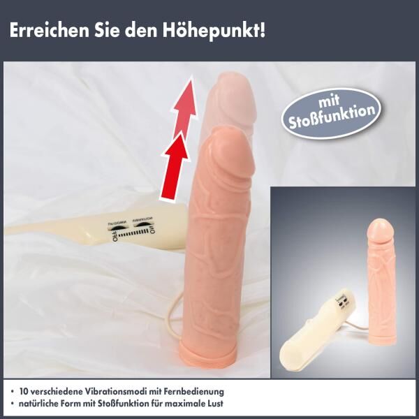 LUSTVOLL geruchsneutraler Vibrator mit Stoßfunktion, Fernbedienung u. 10 verschiedene Vibrationsmodi