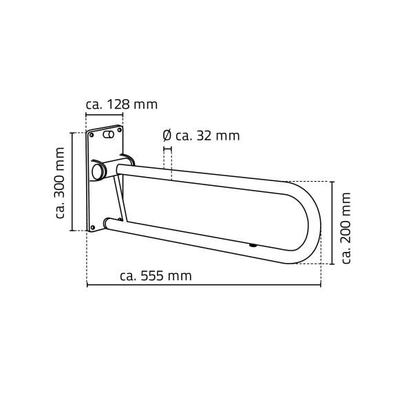 RIDDER WC-Aufstehbügel Tim ca. 55,5 cm mit ergonomischen Griffen, klappbar und TÜV geprüft