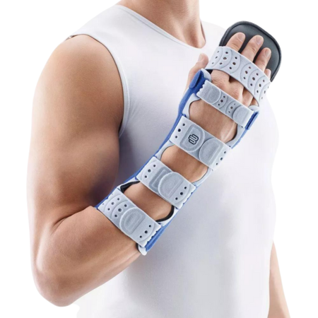 BAUERFEIND ManuLoc long Plus ruhigstellende Handgelenk-Orthese mit frei beweglichem Daumen