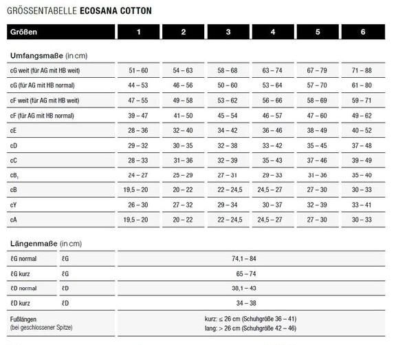 ECOSANA Cotton blickdichte Kompressionsstrümpfe mit Baumwolle Made in Germany KKL 2 versch. Längen