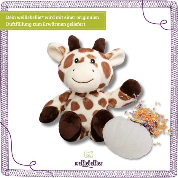 welliebellies® "Giraffe midi" Wärmekuscheltier mit Bio-Hirse-Füllung, spendet bis zu 90 min Wärme
