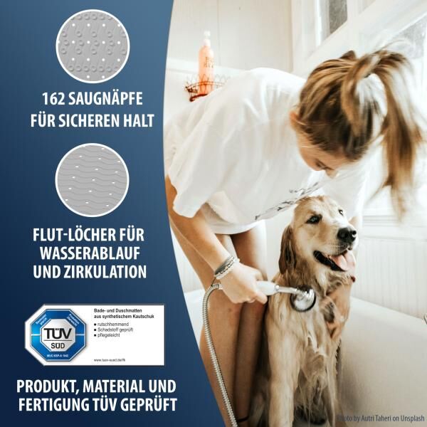 RIDDER Duscheinlage Playa 54 x 54 cm mit Saugnäpfen aus 100% synthetischem Kautschuk