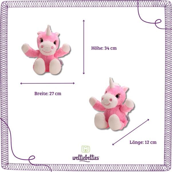 welliebellies® "Einhorn groß" Wärmekuscheltier mit Bio-Hirse-Füllung, spendet bis zu 90 min Wärme