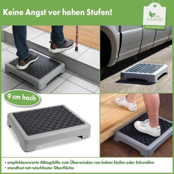 Vital Comfort Trittstufe Einstiegshilfe zur Überwindung hoher Schwellen, 9 cm