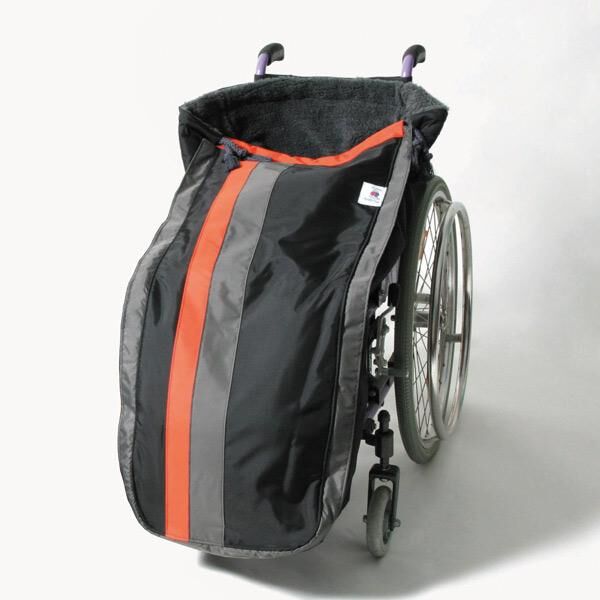 Pellis Medica Kinder-Schlupfsack Mika für Rollstühle schwarz-gestreift, wasserdichtes Nylongewebe