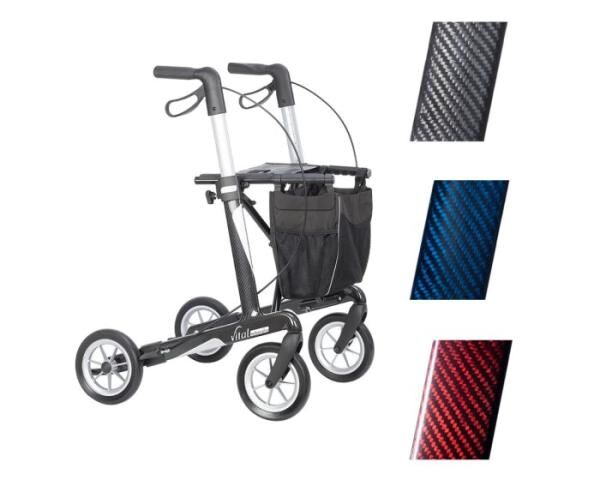 RUSSKA Vital Plus Carbon-Rollator mit weichen Rädern, versch. Sitzhöhen und Farben