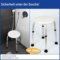 Vorschau: Vital Comfort Aluminium Duschhocker höhenverstellbar mit rutschfesten Gummifüßen