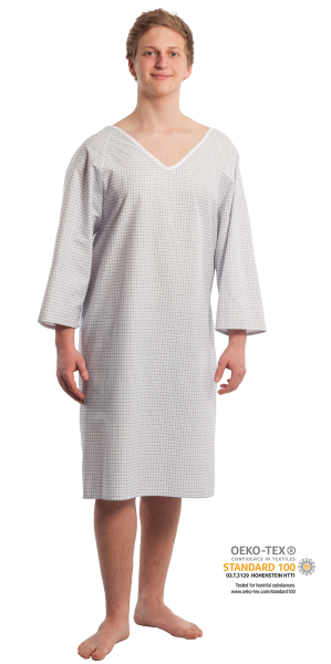 suprima Pflegehemd - Arm weiß bedruckt aus 100 Baumwolle mit offenem Rueckenteil