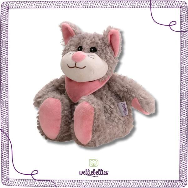 welliebellies® "Katze groß" Wärmekuscheltier mit Bio-Hirse-Füllung, spendet bis zu 90 min Wärme