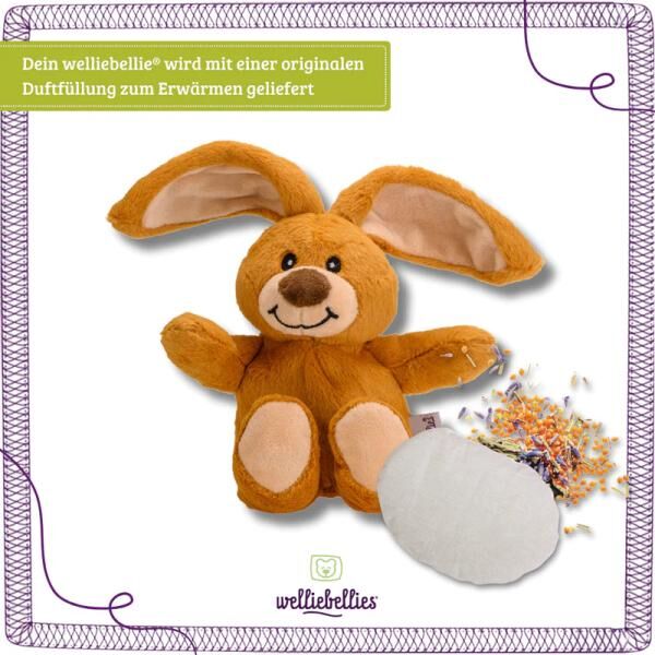 welliebellies® "Hase midi" Wärmekuscheltier mit Bio-Hirse-Füllung, spendet bis zu 90 min Wärme