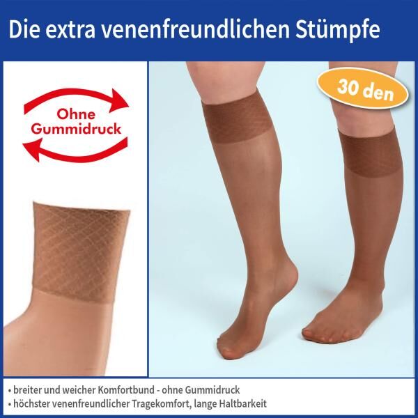 deeel Basics 5 Paar venenfreundliche Fein-Kniestrümpfe mit Spezial-Komfortbund 30 DEN