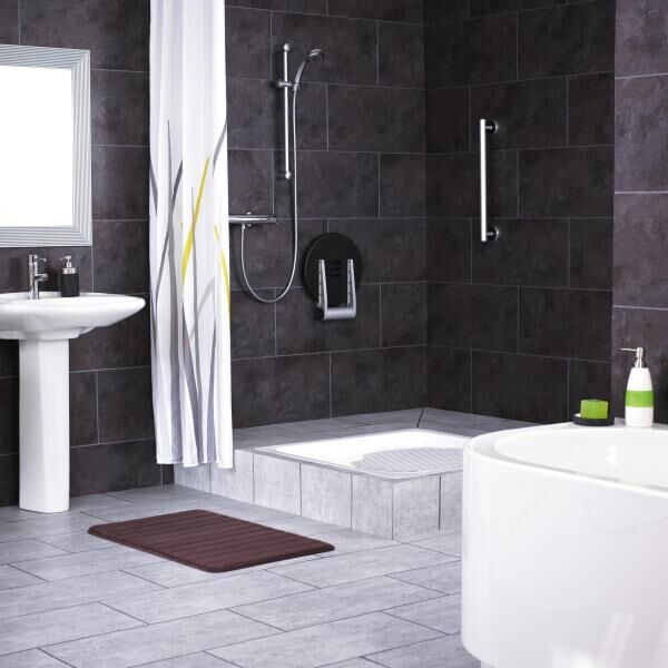 RIDDER Dusch-Klappsitz Zac, schwarz, 36 x 34 cm, Belastbarkeit 150 kg