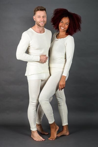 Moser Care Angora Damen Unterhemd mit langem Arm und Spitze, 30% Angora ohne Seitennähte