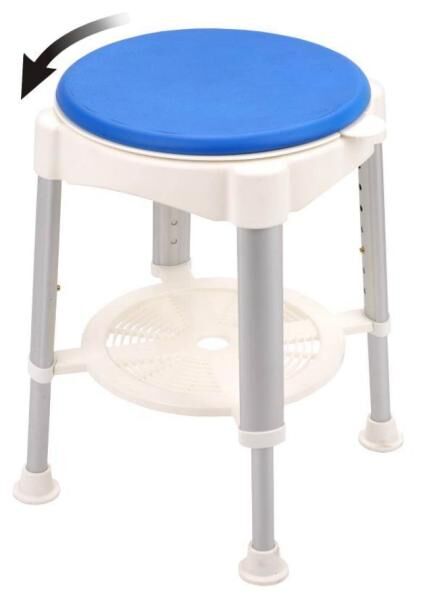 ANTAR Aluminium Duschhocker mit Drehsitz (36 cm) höhenverstellbar 40 bis 52 cm und rutschfest