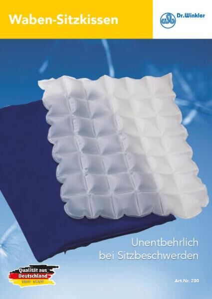 Dr. Winkler aufblasbares Waben-Sitzkissen 40x34 cm mit Bezug für ein angenehm weiches Sitzen