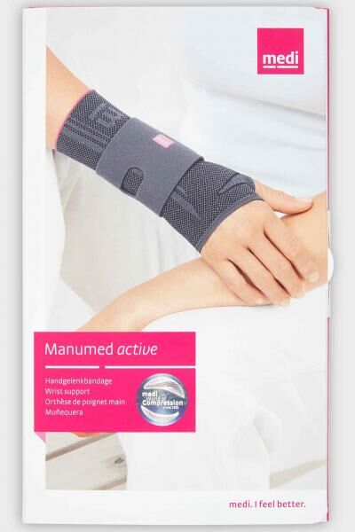 medi Manumed Active Aktiv-Handgelenkbandage mit Kompression, anpassbarer Schiene u. Gurtband